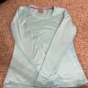 Thin tight sweat blue shirt